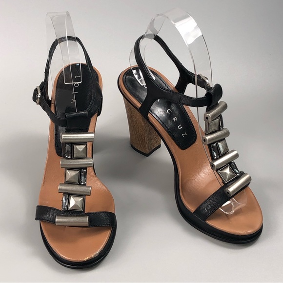 Lola Cruz Women’s Black Chunky Sandals Size 6 - Picture 6 of 15